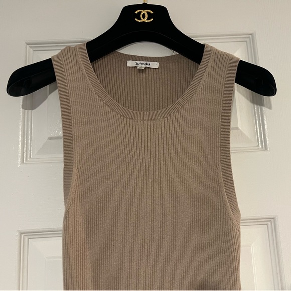 SPLENDID McCall sleeveless sweater dress in latte/beige ruffle hem Size Small - Picture 11 of 11
